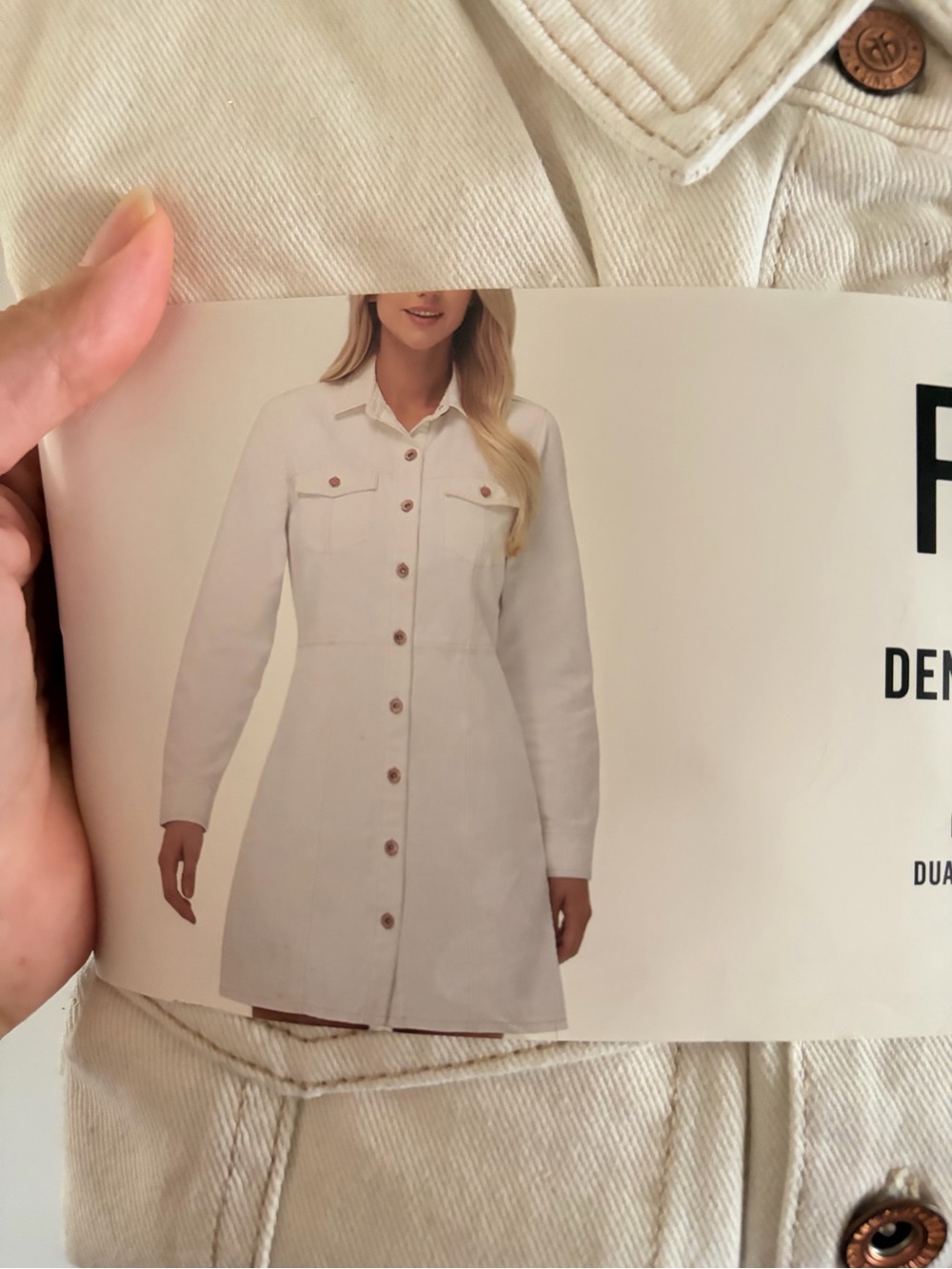 Frye Bone Long-Sleeve Button-Front Denim Shirt Dress #0149